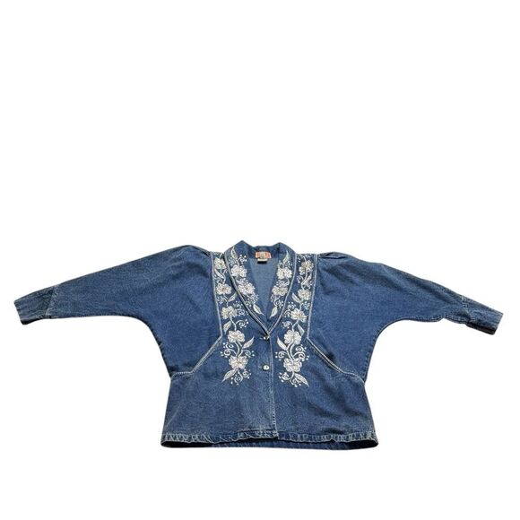 Vintage Niya Collection Heavily Embellished Blue Denim Jean Jacket Sz M - Picture 3 of 16